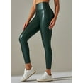 thumbnail image 4 of CHICTRY Womens Wetlook High Waist Leggings Push Up Stretchy Slim Fit Yoga Gymnastics Training Pants Green 4XL, 4 of 7