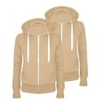 thumbnail image 2 of Hoodies Jackets for Women Pack of 2 Casual Zip Up Fllece Jackets Front Full Zipper and Hood Winter Lightweight Long Sleeve Hooded Sweatshirts Sweater Coat Outwear C-Khaki XXL, 2 of 3
