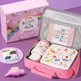 thumbnail image 3 of Lunch Box Set with Bento Box, Stainless Steel Vacuum Thermo Food Jar, Ice Pack, Utensils, Portable Insulated Lunch Bag for School, Travel, Office (White Dinosaur), 3 of 9