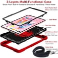 thumbnail image 4 of for Samsung Galaxy Tab S10 2024/S9 2023/S8 2022/S7 2020 Case 11" & S9 FE 10.9" 2023,360 Rotation Kickstand Handle Wrist Strap Armor Heavy Duty Rugged Cover + Adjustable Shoulder Strap,Red+Black, 4 of 7