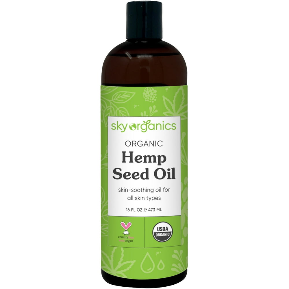 Organic Hemp Seed Oil by Sky Organics (16 oz) ColdPressed USDA Organic