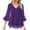 Purple, variant on VBVC Women's Glitter 3/4 Sleeves Blouse,Ladies Breathable V-Neck T-Shirt,Ruffle Party Top For Women,Beige,Size XL