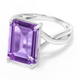 thumbnail image 4 of Gem Stone King 10K White Gold Purple Amethyst Engagement Ring for Women | 7.00 Cttw | Emerald Cut 14X10MM | Gemstone February Birthstone | Size 7, 4 of 6