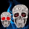 thumbnail image 4 of LED Light Up Skull Decor Life Size Resin Skeleton Human Skull Model with Glowing Eyes Skull Head Prop Halloween Tabletop Ornament for Party Bar Home Decoration, 4 of 4