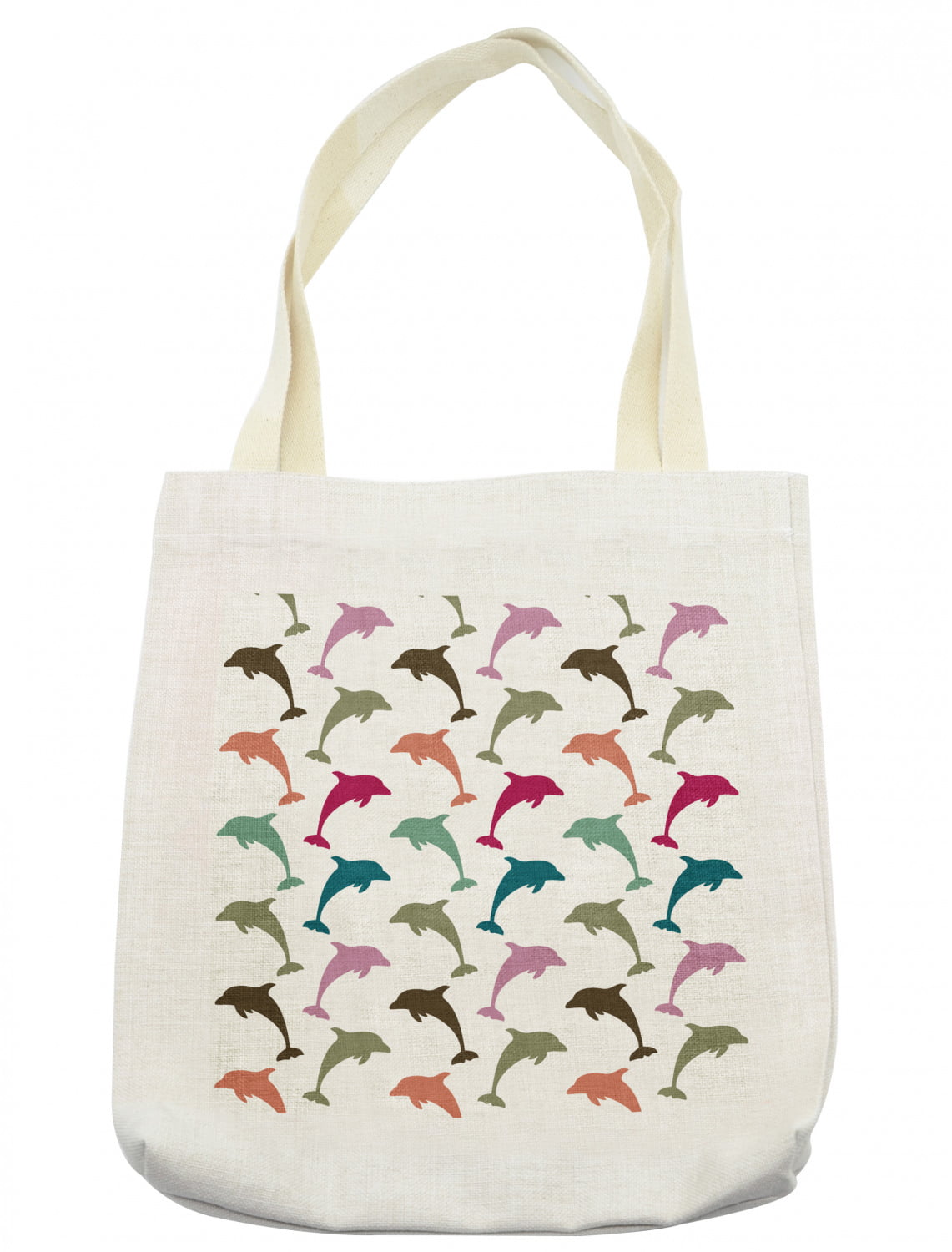 Sea Animals Tote Bag, Colorful Dolphin on White Background Ocean Marine  Animal Illustration, Cloth Linen Reusable Bag for Shopping Books Beach and  More, 