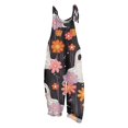 thumbnail image 2 of Womens Halloween Linen Overalls Casual Wide Leg Floral Print Loose Fit Jumpsuits Boho Bib Pants, 2 of 6