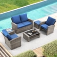 thumbnail image 2 of Vicluke 6-Piece Rattan Outdoor Conversation Set with Sectional Sofa, Ottoman and Storage Table, Marine, 2 of 7