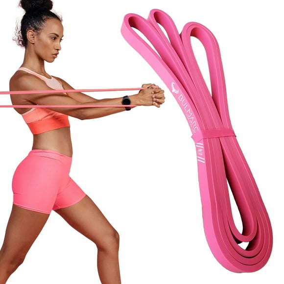Bulmarc S Resistance Band Pull Up Assist Bands With 65+ Exercises For Pull Ups, Chin Ups, Stretching, Weight Loss & Powerlifting, Anti Snap Natural Latex (Hot Pink, Light (7-15) Kgs)