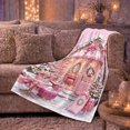 thumbnail image 6 of Christmas Pink Boutique Storefront Snowy Village, Festive Holiday Scene, Warm Flannel Blanket for Living Room and Family Room, Art Lovers Christmas Gift, Festive Home Decor, 6 of 9