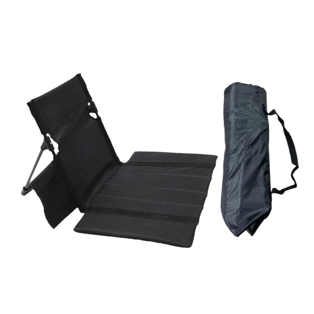 Silla de suelo con respaldo, ultraligera, estable, plegable, para camping, jardín. Negro