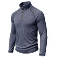 thumbnail image 4 of TOUMENY Men Half Zip Sweater Long Sleeve Slim Casual Knit Pullover Stand Collar Solid Raglan Fall Winter Workout Tops Navy XXXL, 4 of 6