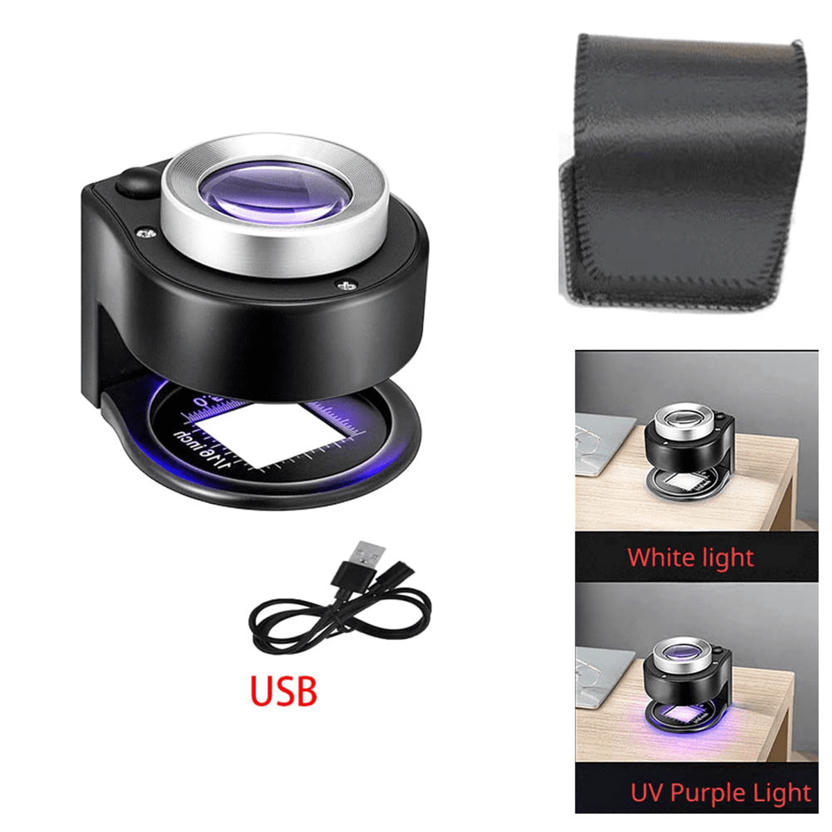 60x Rechargeable Coin Magnifier With 6 Led Lights - Portable Metal Loupe  For Textile, Jewelry, Currency & Stamps - Temu Philippines