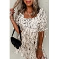 thumbnail image 6 of Women's Elegant Beige Floral Print Square Neck Mini Dress with Puff Sleeves | [ZhiHiMeRi] | (US 12-14)L, 6 of 12
