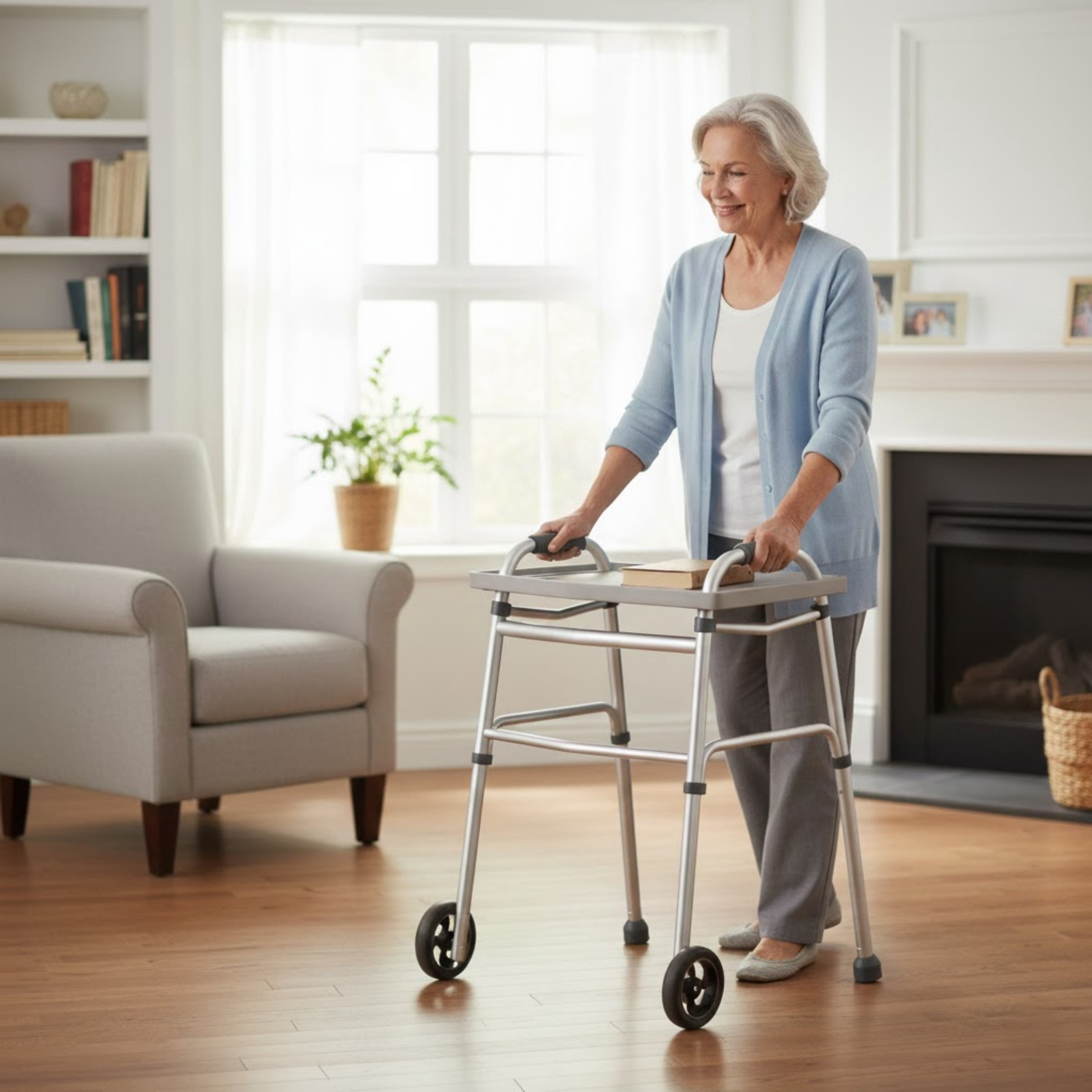 Walker Tray With 2 Cup Holders- Fits Most Standard Walkers- by Bluestone
