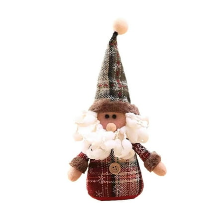 

Amuver Christmas Small Plush Doll Decor Cute Plaid Pattern Old Men/Snowman/Elk Shape Pendant Doll Creative Festive Supply