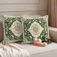 thumbnail image 2 of Vintage Ethnic Floral Pillow Covers 2 Pack Green Classical Bohemian Style Pillowcase Waterproof Outdoor Throw Pillow Cover for Patio Garden Square Cushion 16”x16”, 2 of 9