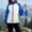Blue, variant on Skinny Wind Breaker Jacket Womens Windproof Fall Rain Zip Up Coats for Women Long Sleeve Hooded Color Block Outerwear Gray L