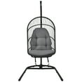 thumbnail image 1 of Patiojoy Modern Rattan Hanging Egg Swing Chair w/Stand Foldable Cushioned Hammock Gray, 1 of 5