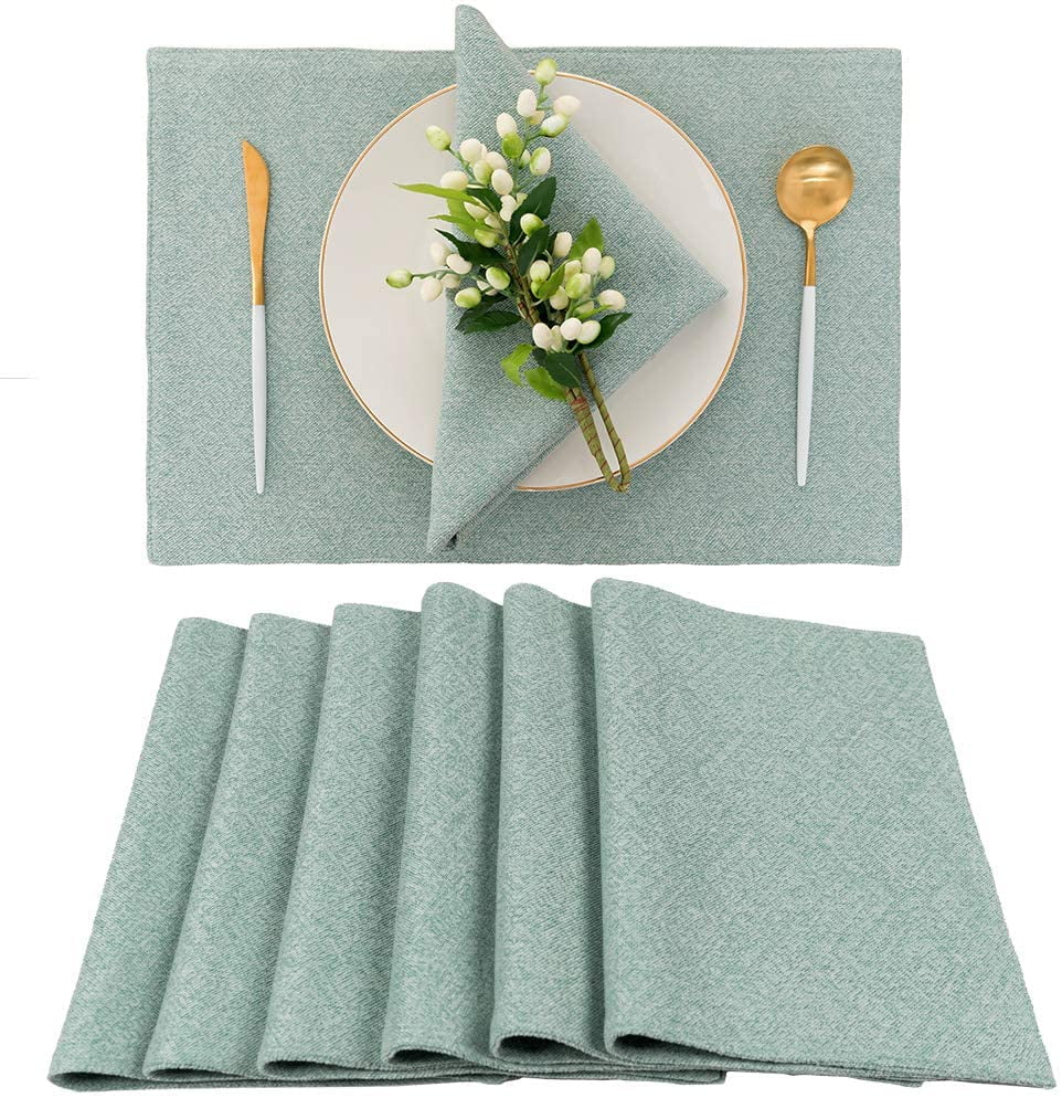 Table mats set of 4 Washed linen table placemat 10 Striped Natural