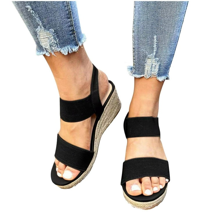 Women's Platform Sandals Wedge Heels Ankle Strap Open Toe Sandals Summer  Dress Espadrilles Shoes 