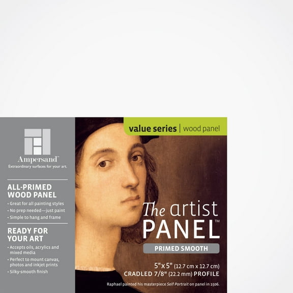 Ampersand Art Artist Panels, Primed Smooth, Cradled, 7/8" Profile, 5" x 5"