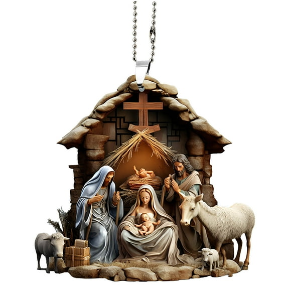 Wadada Nativity Scene Ornaments, Christmas Hanging Decor for Trees, Christmas Hanging Ornament, Keepsake The Birth of Jesus Decor, Religious Gift for Family Friends and Christian