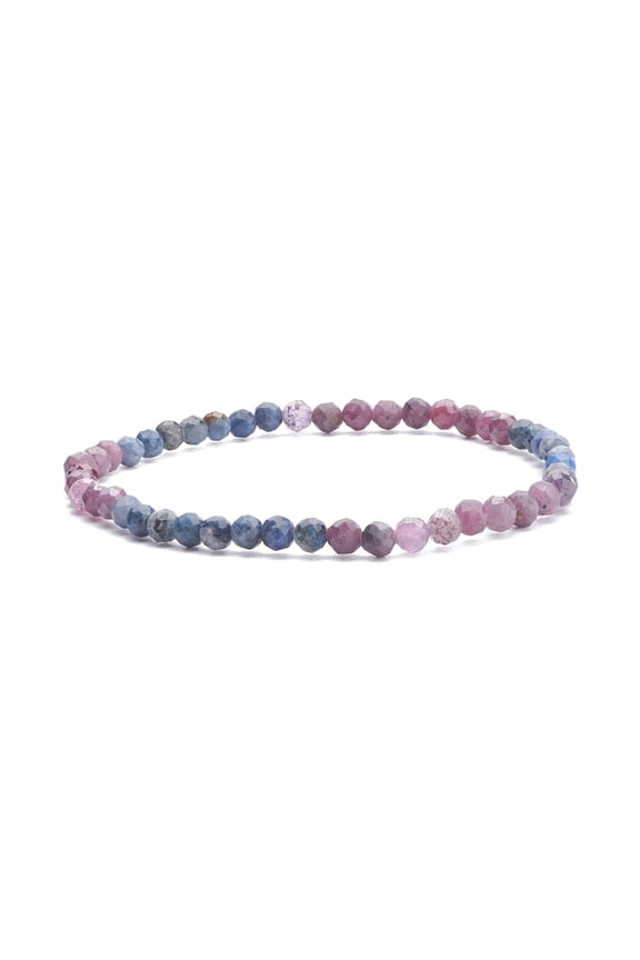 Natural Red Corundum/Ruby Sapphire Round Beaded Stretch Bracelet Gemstone Jewelry for Women Inner Diameter: 2-1/4 inch(5.6cm)