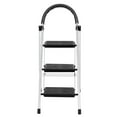 thumbnail image 3 of Step Ladder, 3 Step Ladder Folding Step Stool, Multi-Purpose Collapsible Ladder for Home or RV Outdoor Work, Heavy Duty 330 lbs Load (White, Red), 3 of 7