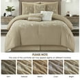 thumbnail image 3 of Lanco 7 Piece Taupe Comforter Set, King Size Chain Stiching Embroidery Bedding, All Season Floral Leaves Bedding Set, Bed Skirt, Pillows & Shams, 3 of 7