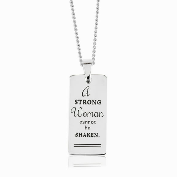 Inspirational "A Strong Woman Cannot Be Shaken" Stainless Steel Pendant Necklace - Motivational Jewelry Gift for Women