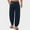 Dark blue, variant on Men's Summer Beach Linen Elastic Waist Drawstring Loose Fit Casual Tapered Yoga Pants