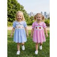 thumbnail image 5 of RUINIXCW Toddler Baby Girl Back to School Dress Kids Kindergarten Outfits Toddler Girl Summer Fall Dress 2 3 4 5 6 Years Apple Pencil Embroidery Doll Collar Short Sleeves Plaid A Line Dress, 5 of 9