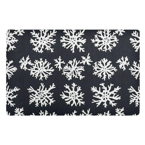 Black Snowflake Floor Door Mat Outdoor Indoor for Home Entrance Welcome Mats 32"x20"