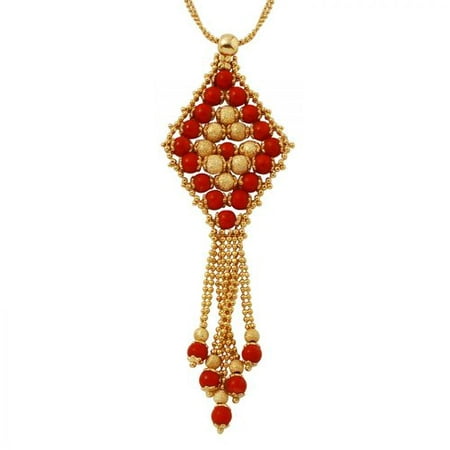 Foreli Ladies Coral 14K Yellow Gold Necklace