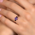 thumbnail image 4 of Gem Stone King 18K Rose Gold Plated Silver Purple Amethyst and Black Onyx Engagement Ring for Women | 1.01 Cttw | Oval 7X5MM | Gemstone February Birthstone | Size 7, 4 of 6