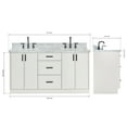 thumbnail image 3 of Ariel Kelly 67 Inch Double Rectangular Sink Bathroom Vanity With Italian Carrara Marble Countertop 1.5 Inch Edge In White, 3 of 12