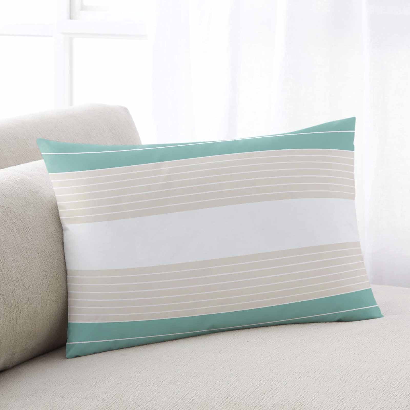 Turquoise Beige Stripe Throw Pillow Cover 20 x 30 Inch Decorative Pillow Cover Modern Art Horizontal Striped Lumbar Pillowcase Seasonal Rectangle Cushion Case for Couch Sofa Bed Living Room