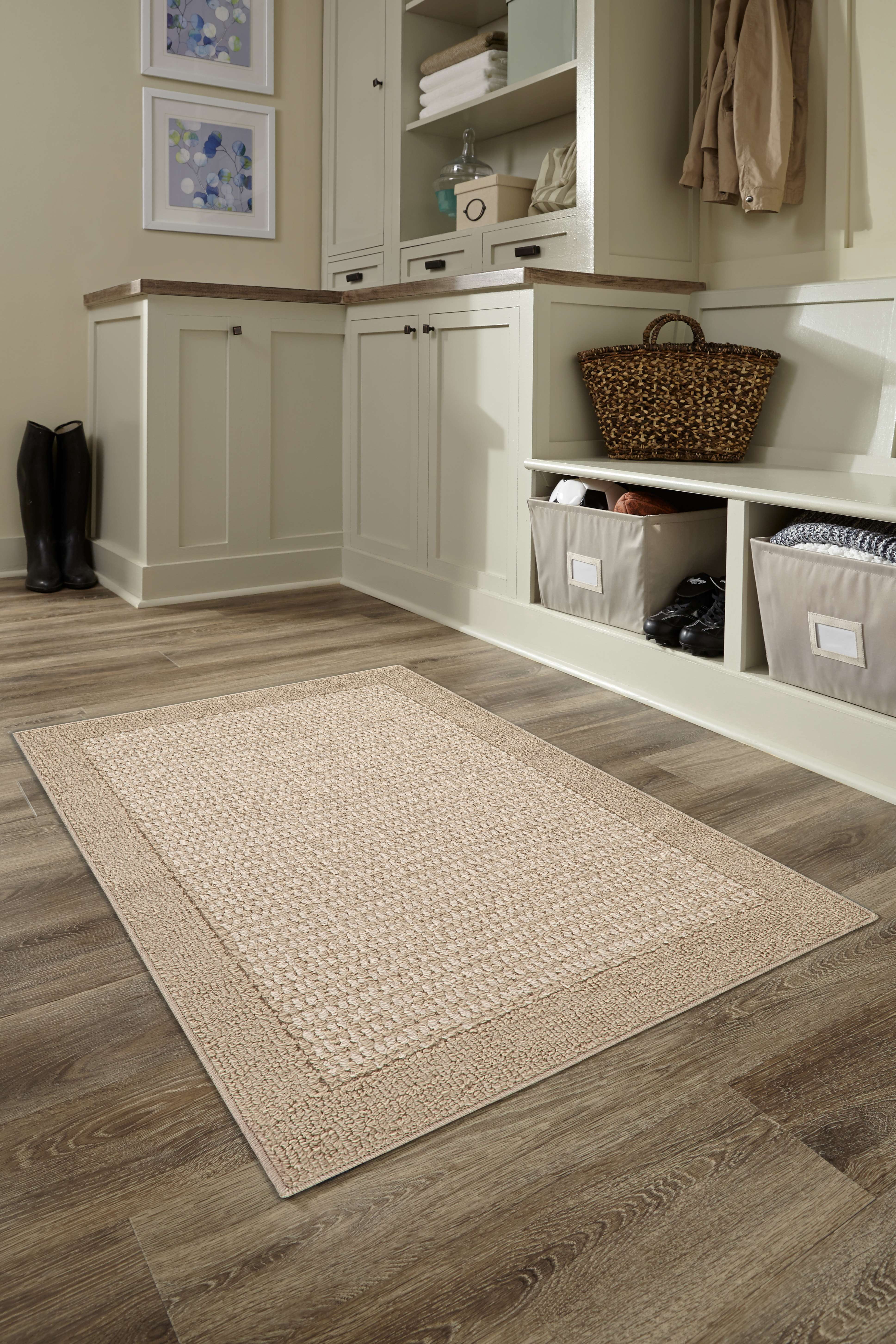 Mainstays Machine Washable Faux Sisal Red Border Indoor Accent Rug Set, 3-Piece Set