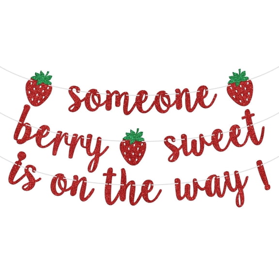 Someone Berry Sweet is on the Way Banner, Strewberry Baby Shower Sign, Fruit Theme Baby First Birthday/Gender Reveal Party Decorations Supplies for Boy Girl
