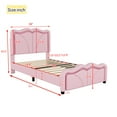 thumbnail image 2 of Wood Twin Size Platform Bed with LED Light Strips, Upholstered Twin Bed Frame with Curve Shaped and Height-Adjustable Headboard for Bedroom, 2 of 7