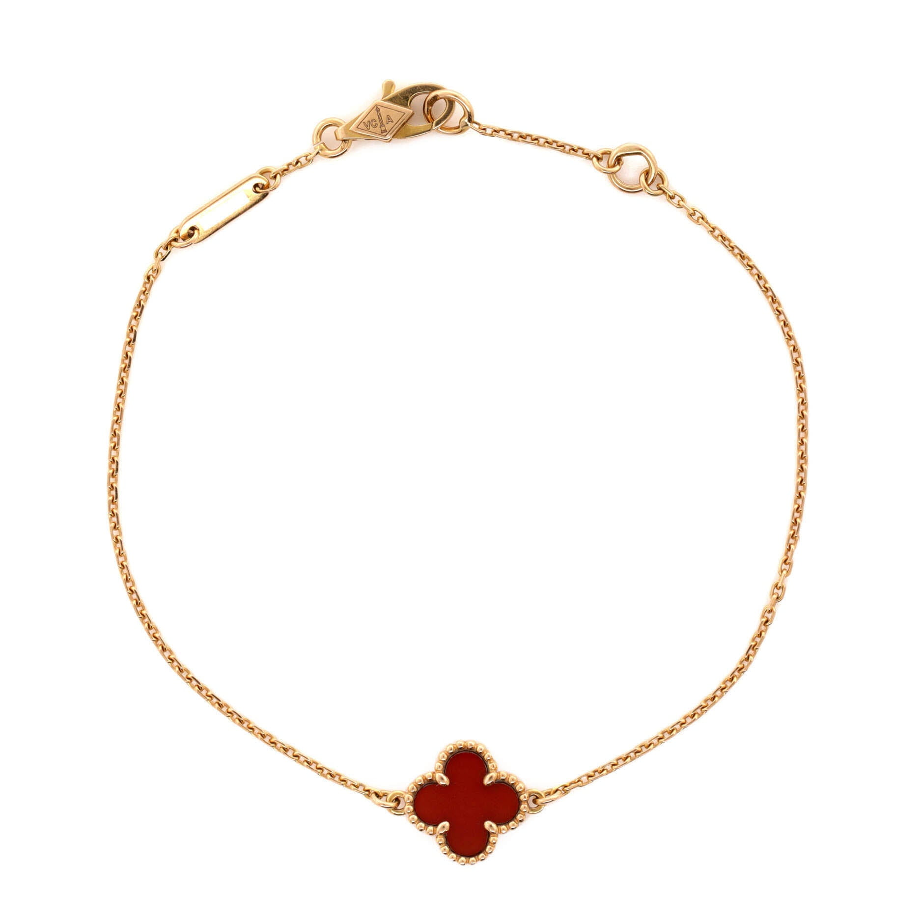 Pre-Owned Van Cleef & Arpels Sweet Alhambra Bracelet 18K Rose Gold and Carnelian By Rebag
