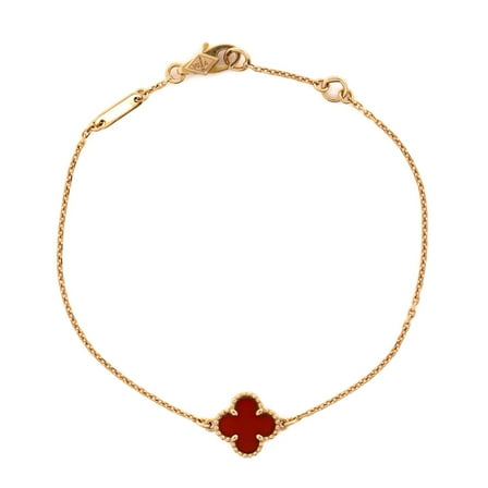 Pre-Owned Van Cleef & Arpels Sweet Alhambra Bracelet 18K Rose Gold and Carnelian By Rebag