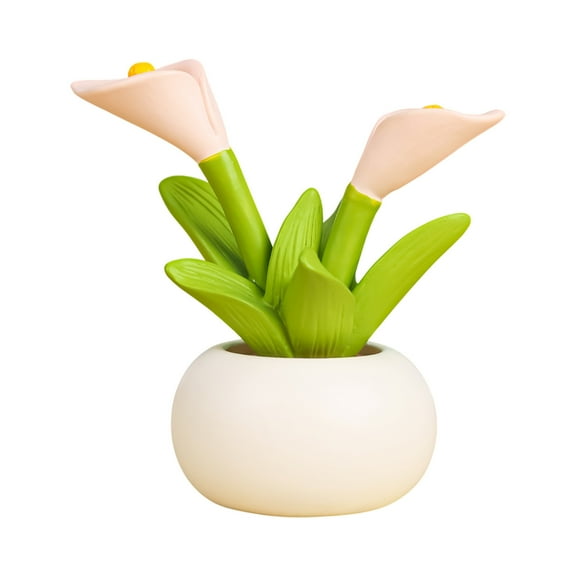 Summercome Resin Calla Lily with Pot Artificial Flower Potted Plant Mini Plant Figurines Resin Flowers for Car Dashboard Bathroom Home Kitchen Rustic Table Centerpiece Shelf Decor, Calla Lily