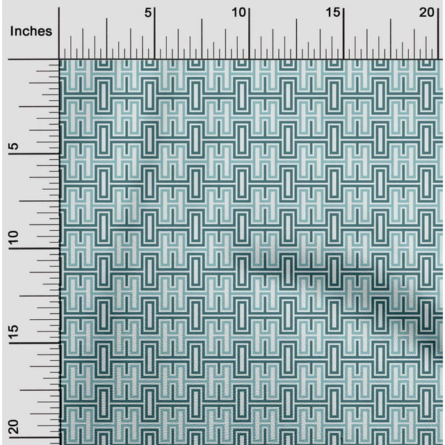 oneOone Cotton Poplin Fabric Greek Key Geometric Print Sewing Fabric BTY 56 Inches Wide