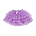 thumbnail image 2 of Pleated Skirt for Girls Bowknot Ruffle Soild Color Print Tulle Tiered Princess Party Layered Kids Dress(150 6-8 Years,Purple), 2 of 4