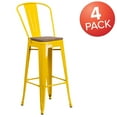 thumbnail image 4 of BizChair 4 Pk. 30" High Yellow Metal Barstool with Back and Wood Seat, 4 of 9