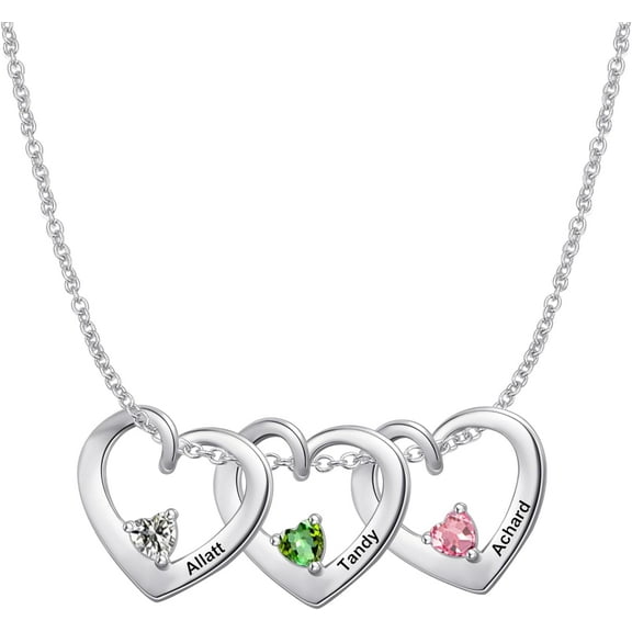 Mother's Quality Necklace Custom Engraved Name with Birthstone Charm Necklace Heart Pendant Name Necklace Gift for Mother's Day[h567]