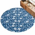 thumbnail image 2 of Round Area Rugs 7Ft, Blue White Floral Non-Slip Washable Circle Rugs Carpet, Farmhouse Retro Botanical Leaves Indoor Outdoor Rug Floor Mats Throw Runner for Bedroom Living Room Bathroom, 2 of 8