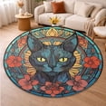 thumbnail image 5 of Circle Area Rug, Cat16 Washable Non-Slip Floor Carpet, Soft Rug for Living Room Bedroom Decor 71 Inch, 5 of 6