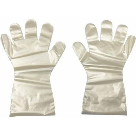 New Eco-friendly Oxo-biodegradable Made from Wheat Plastic Disposable Food Service Long Cuff Sleeve Gloves, 20-Count